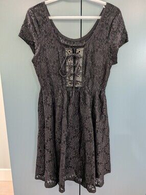 Royal Bones Black Floral Lace Dress